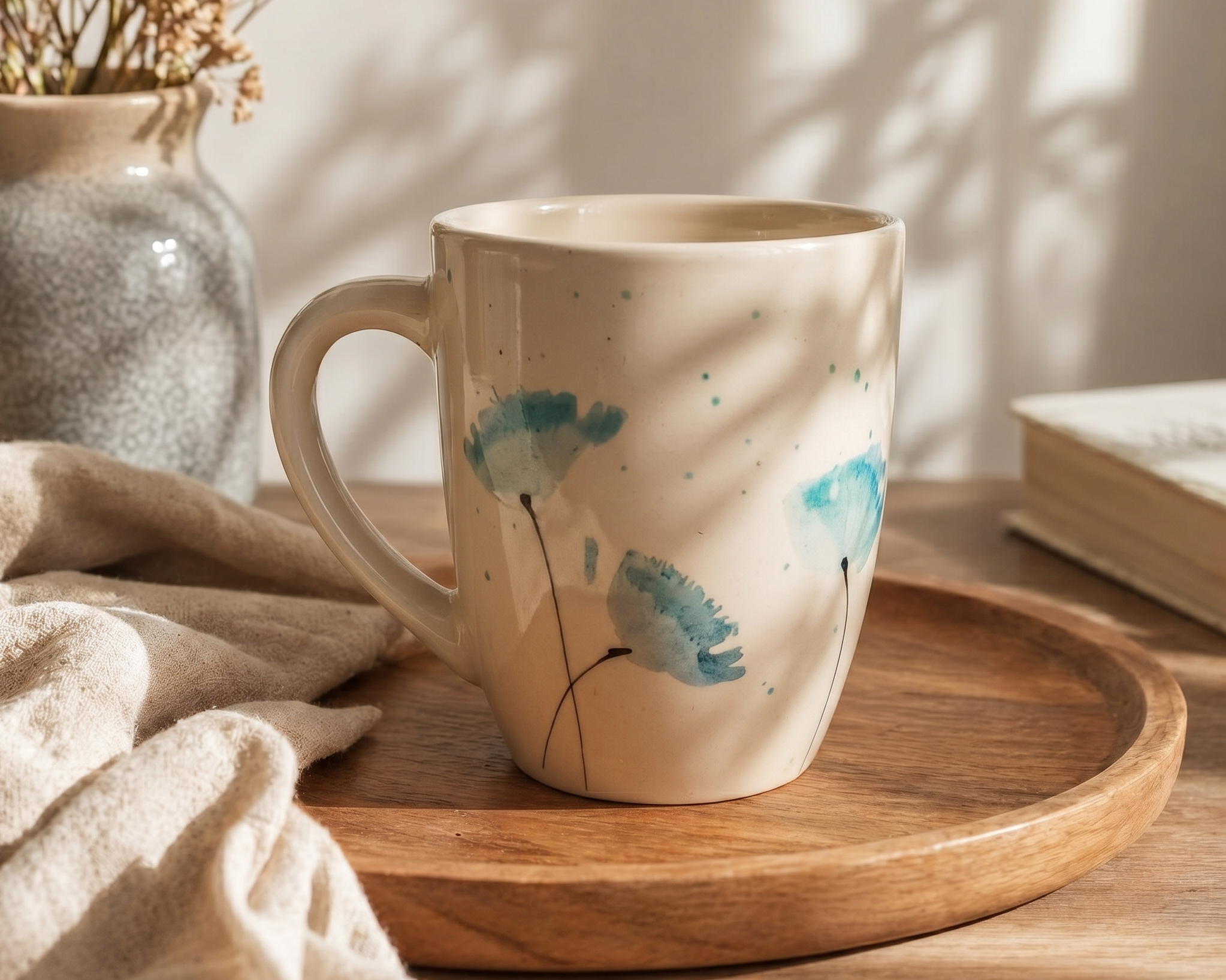 Taza diseño Plumas Celeste